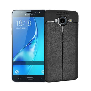 Луксозен силиконов гръб ТПУ кожа дизайн за Samsung Galaxy J3 2016 J310F / J320F черен